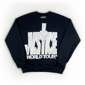 Justin Bieber Sweatshirt Mens Medium Black Justice World Tour Music Band Concert